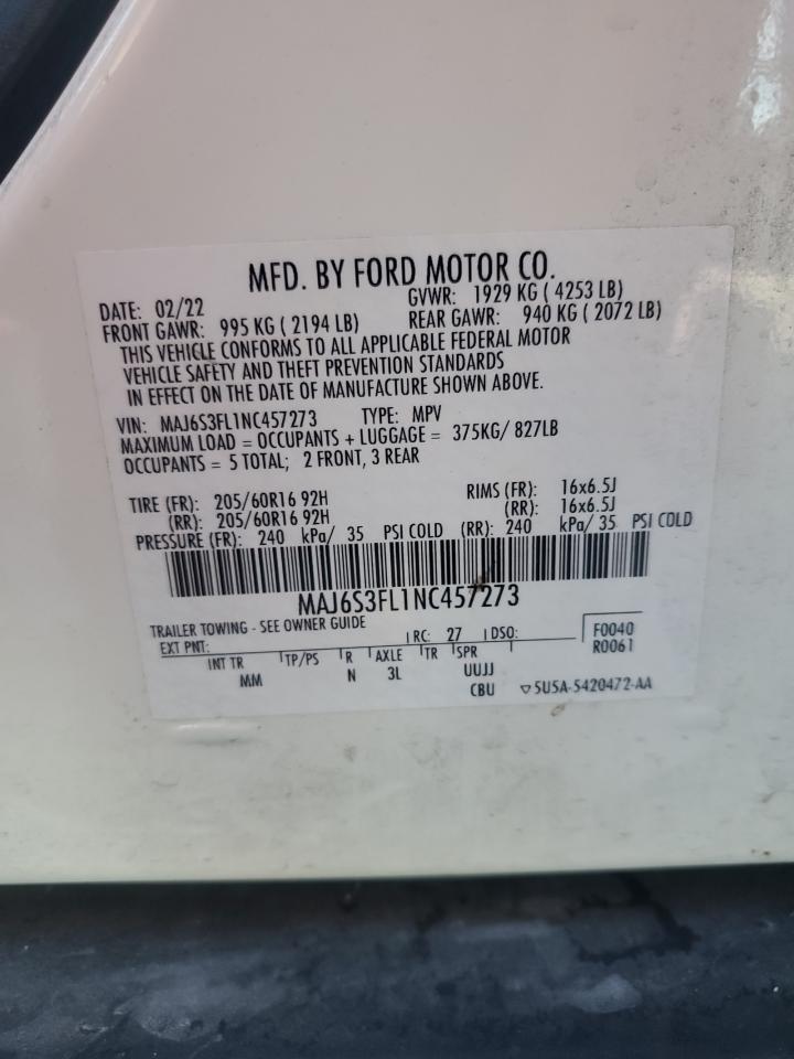 2022 Ford Ecosport S VIN: MAJ6S3FL1NC457273 Lot: 84433945