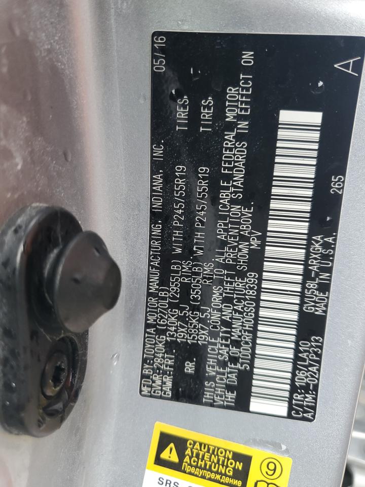 2016 Toyota Highlander Hybrid Limited VIN: 5TDDCRFH0GS018399 Lot: 83818715