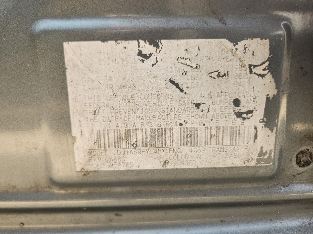 2009 Mitsubishi Galant Es VIN: 4A3AB36F49E015769 Lot: 81396455