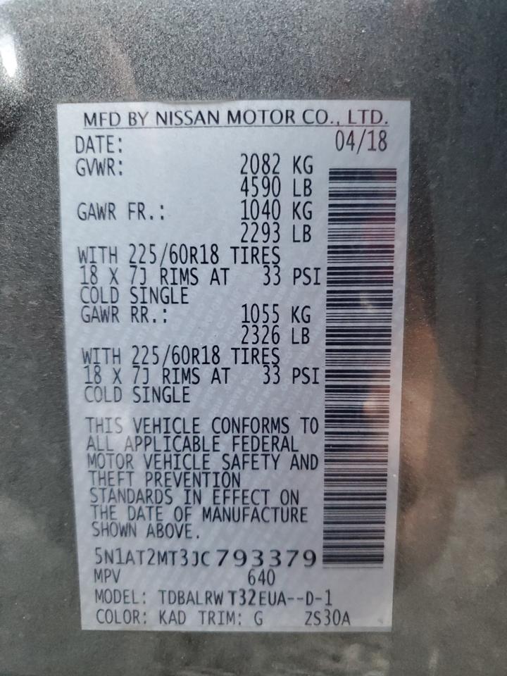2018 Nissan Rogue S VIN: 5N1AT2MT3JC793379 Lot: 81554705
