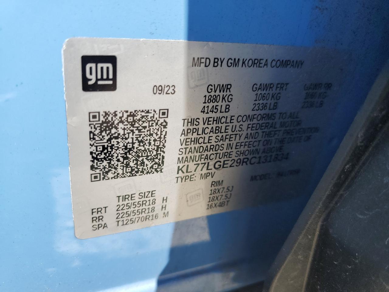 2024 Chevrolet Trax 1Rs VIN: KL77LGE29RC131834 Lot: 70476725