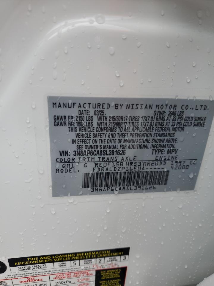 2025 Nissan Kicks Sv VIN: 3N8AP6CA8SL391626 Lot: 84596075