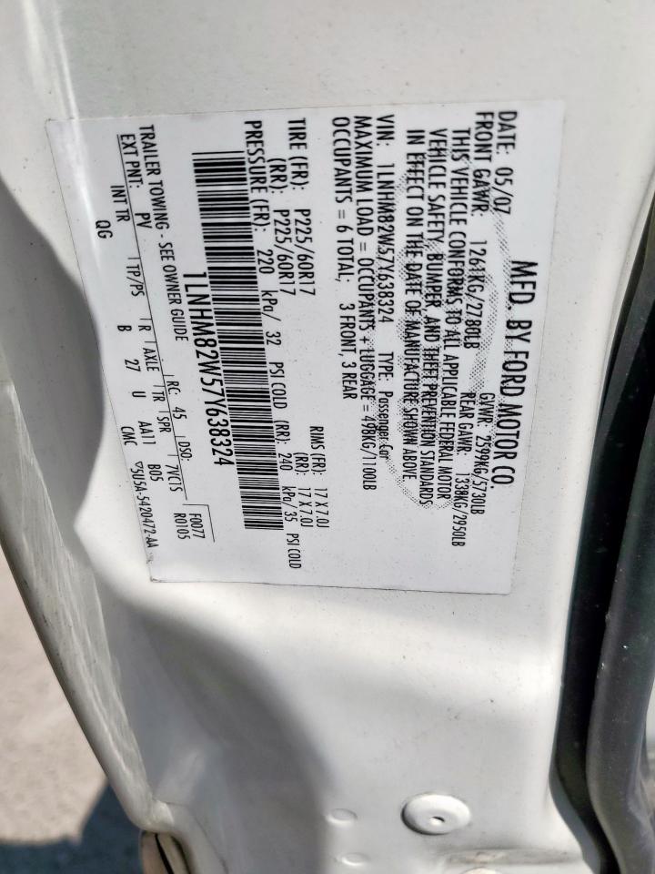 2007 Lincoln Town Car Signature Limited VIN: 1LNHM82W57Y638324 Lot: 84647375