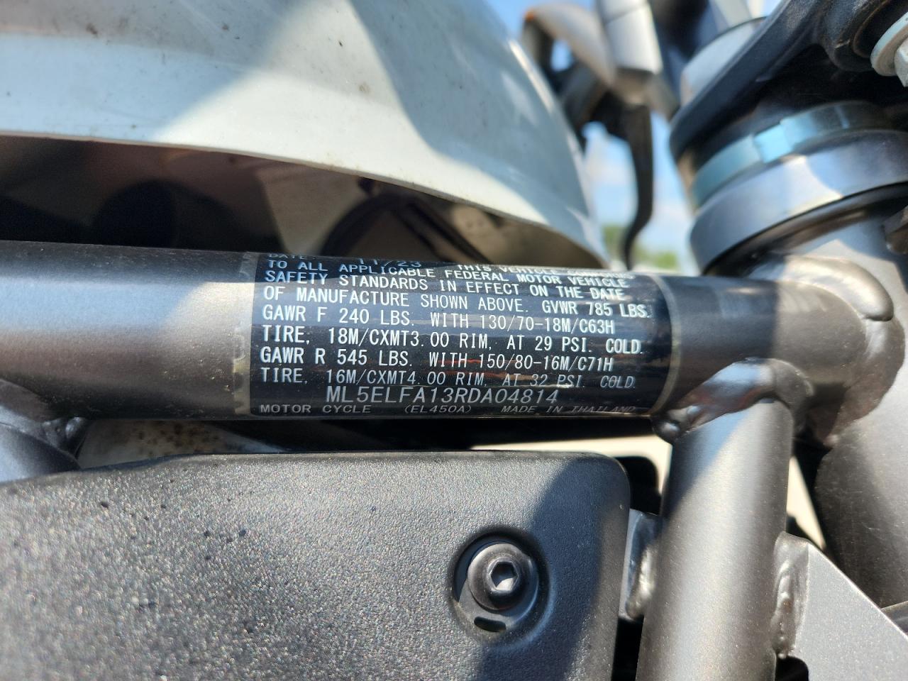 2024 Kawasaki El450 A VIN: ML5ELFA13RDA04814 Lot: 80296275