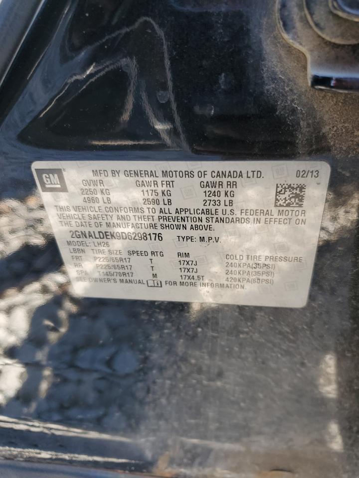 2013 Chevrolet Equinox Lt VIN: 2GNALDEK9D6298176 Lot: 81682555