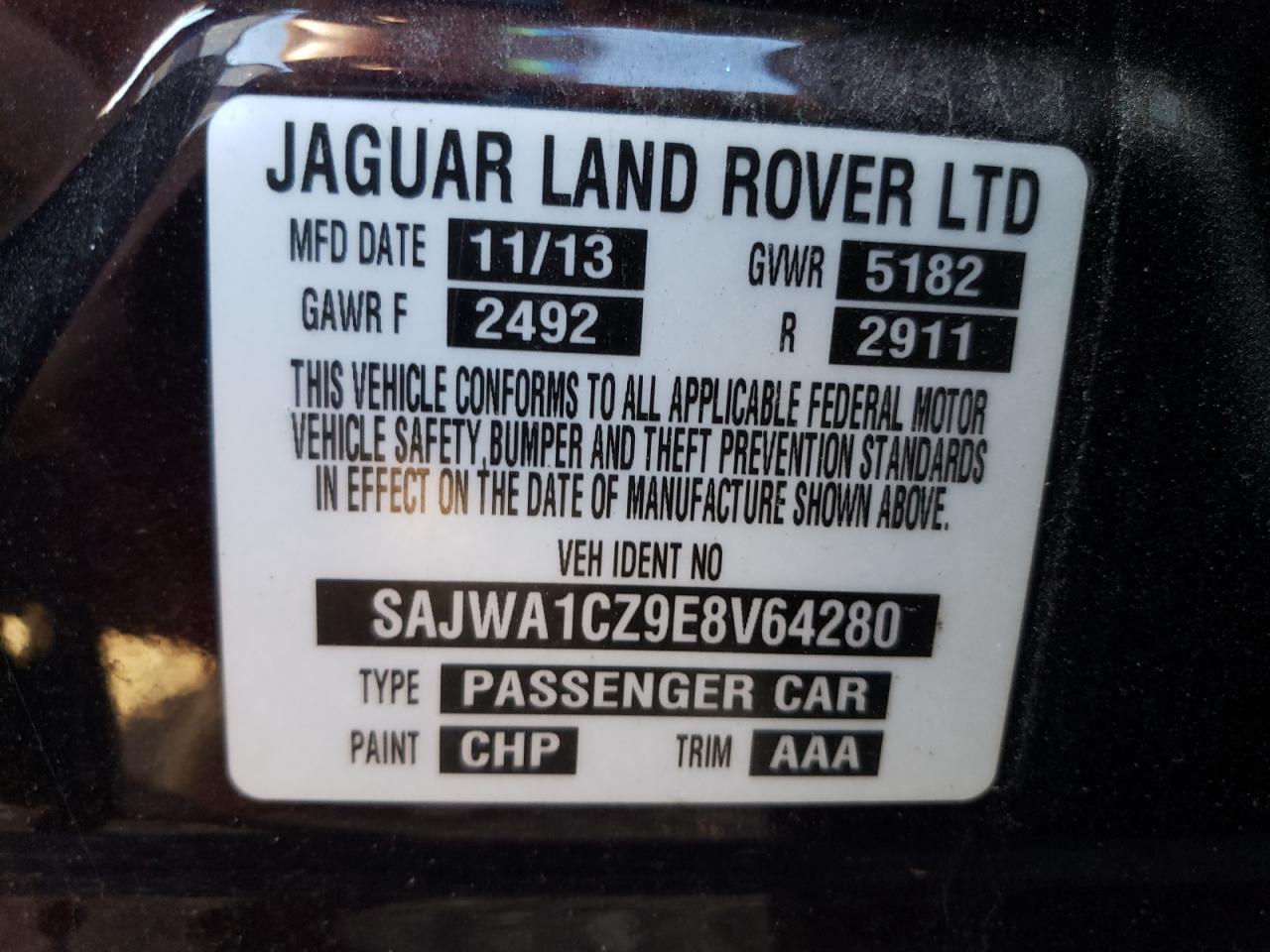 2014 Jaguar Xj VIN: SAJWA1CZ9E8V64280 Lot: 81756415