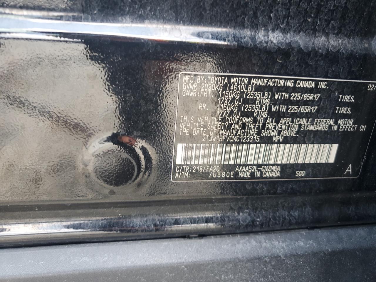 2021 Toyota Rav4 Xle VIN: 2T3W1RFV0MC123315 Lot: 81043595