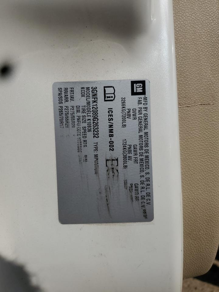 2009 Chevrolet Avalanche K1500 Ls VIN: 3GNFK12089G263232 Lot: 84019365