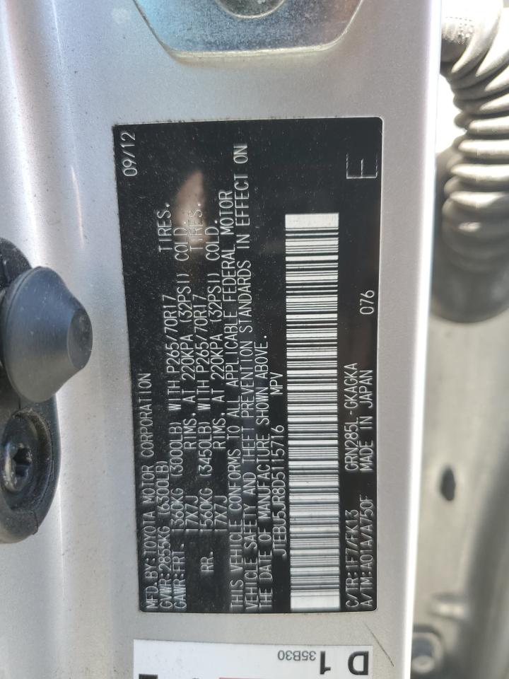 2013 Toyota 4Runner Sr5 VIN: JTEBU5JR8D5115716 Lot: 80555345