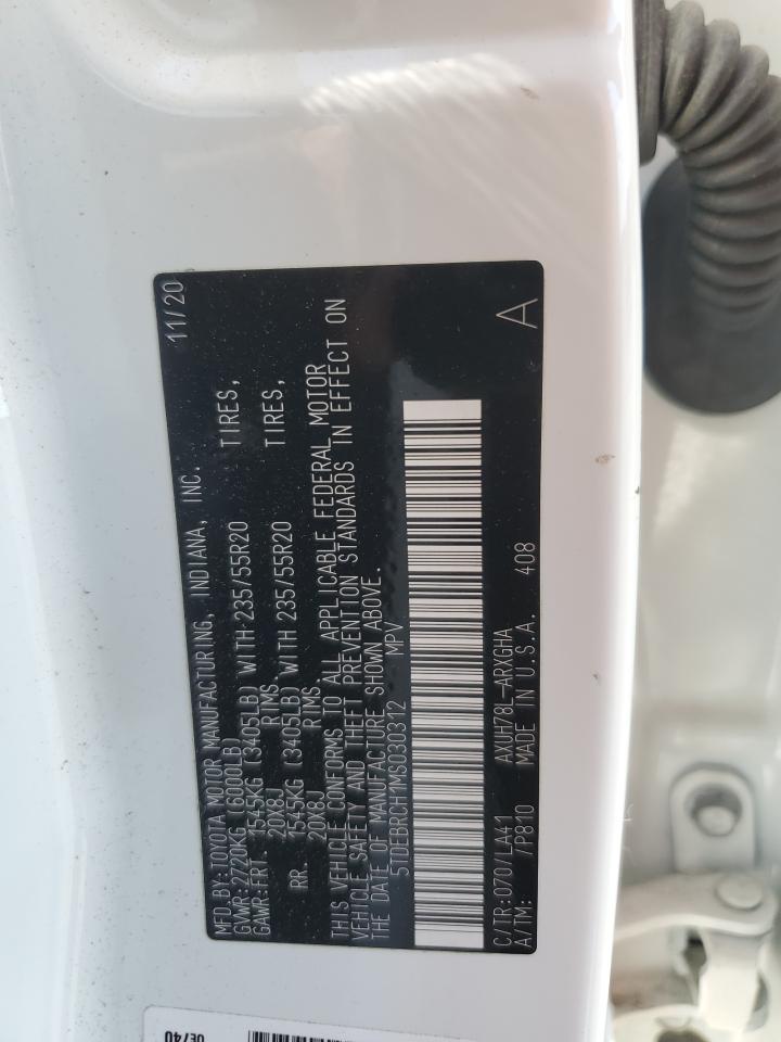2021 Toyota Highlander Hybrid Platinum VIN: 5TDEBRCH1MS030312 Lot: 65635495