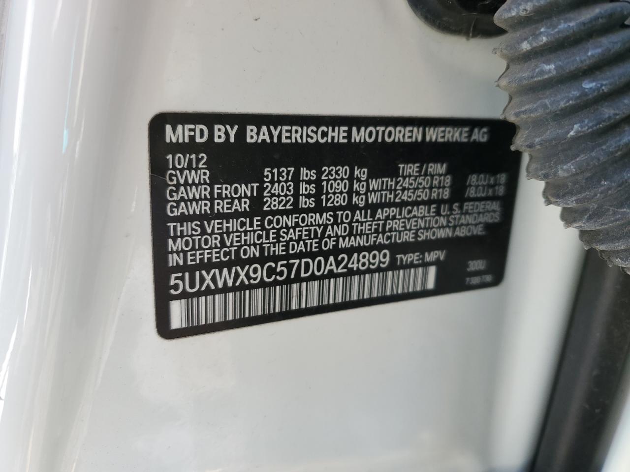 2013 BMW X3 xDrive28I VIN: 5UXWX9C57D0A24899 Lot: 72077585