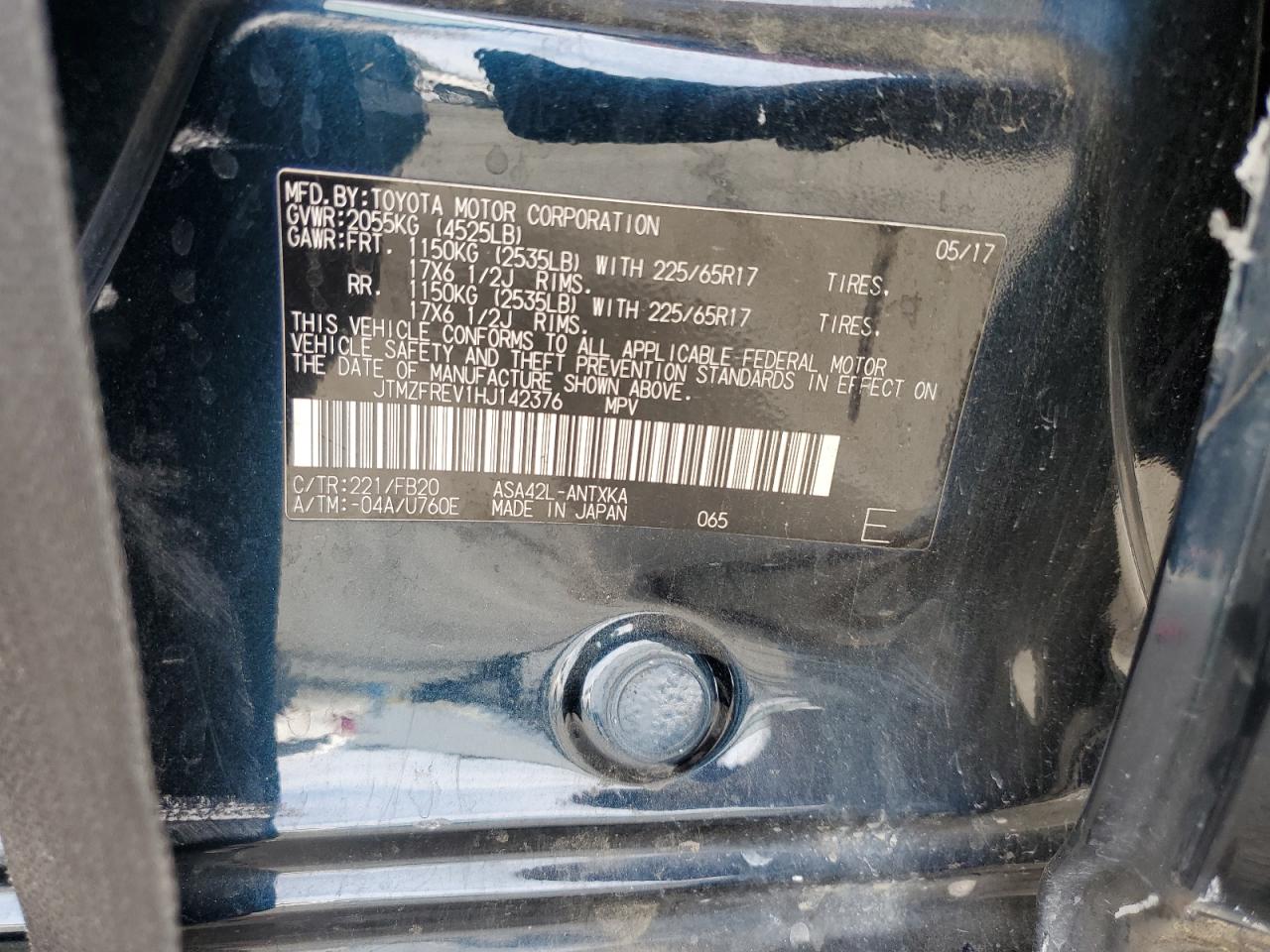 2017 Toyota Rav4 Le VIN: JTMZFREV1HJ142376 Lot: 81909215