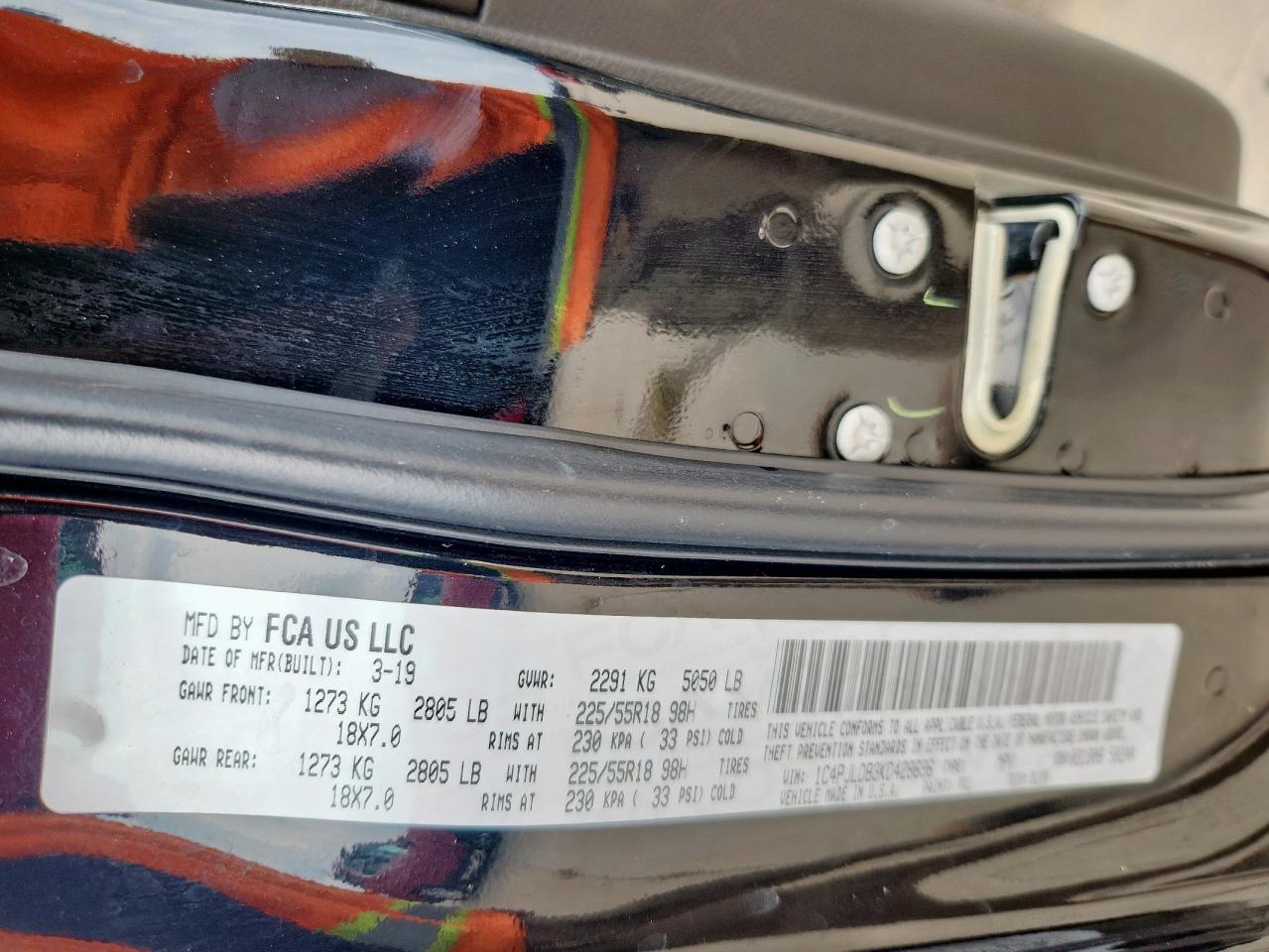 2019 Jeep Cherokee Limited VIN: 1C4PJLDB3KD428696 Lot: 71091505