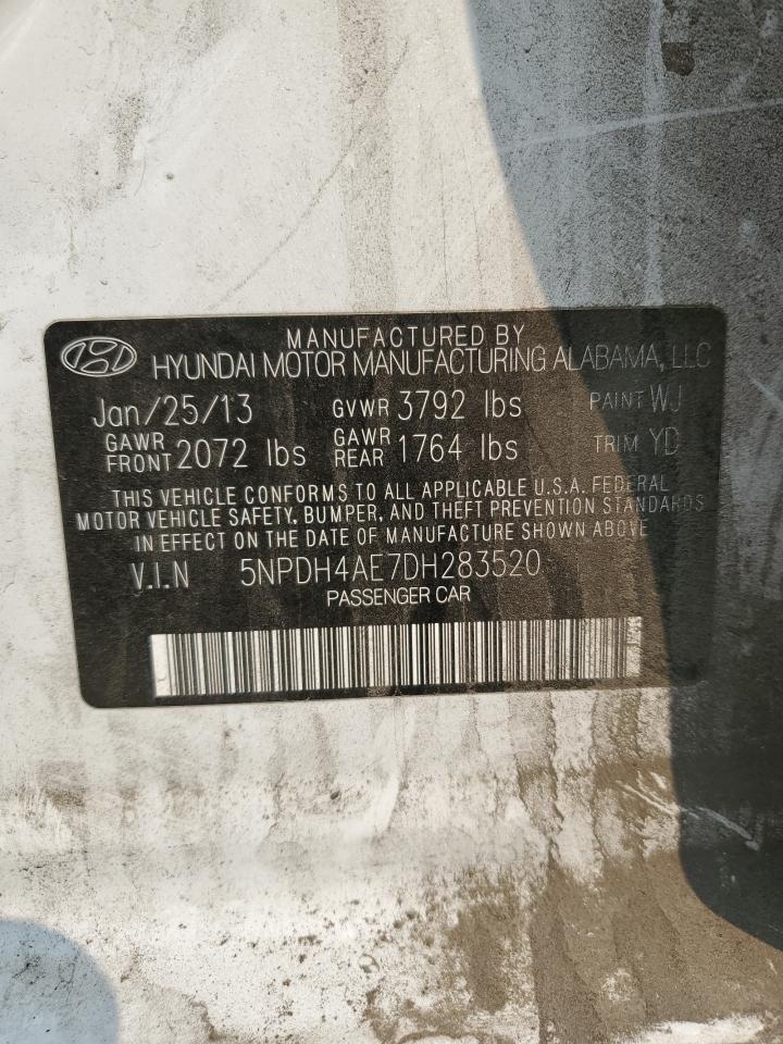 2013 Hyundai Elantra Gls VIN: 5NPDH4AE7DH283520 Lot: 71907065