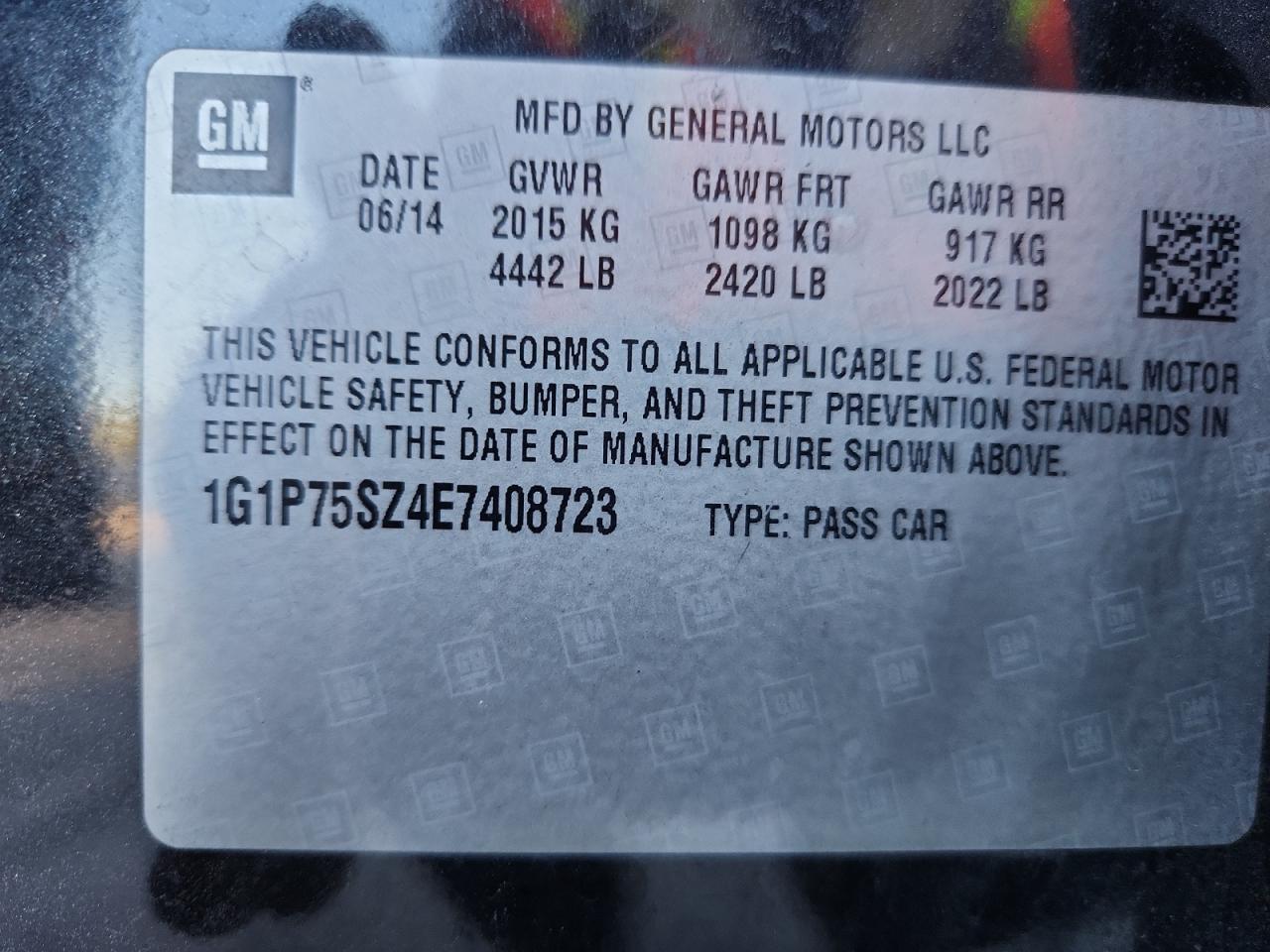 2014 Chevrolet Cruze VIN: 1G1P75SZ4E7408723 Lot: 84209325