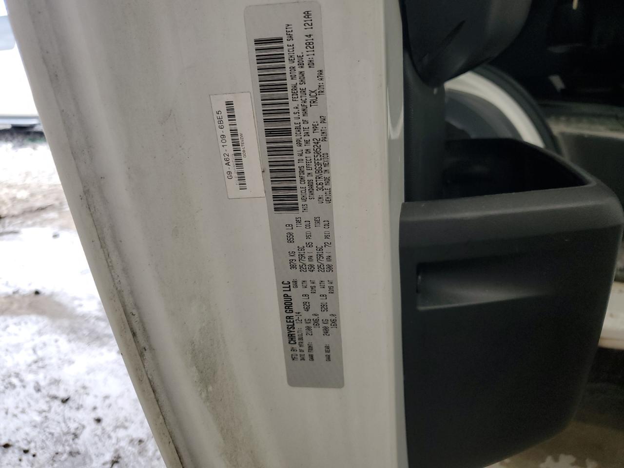 2015 Ram Promaster 1500 1500 High VIN: 3C6TRVBG3FE505242 Lot: 85183455