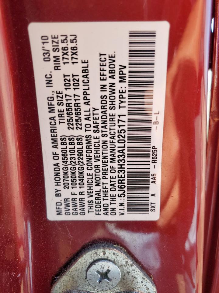 2010 Honda Cr-V Lx VIN: 5J6RE3H33AL025171 Lot: 84435625