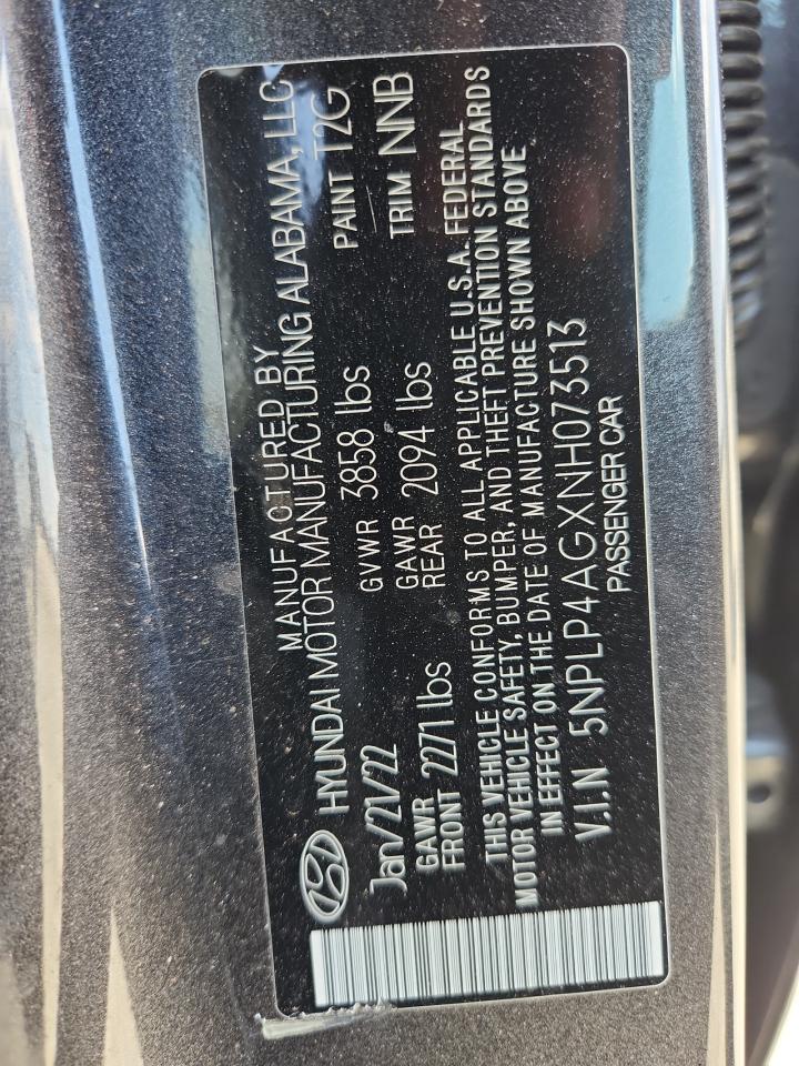 2022 Hyundai Elantra Limited VIN: 5NPLP4AGXNH073513 Lot: 81379755