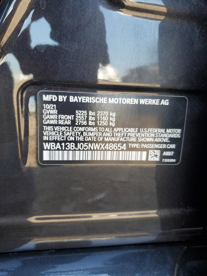 2022 BMW 530 Xi VIN: WBA13BJ05NWX48654 Lot: 81238295