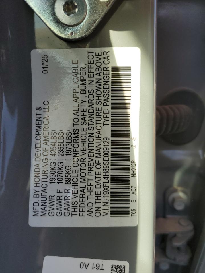 2025 Honda Civic Sport VIN: 19XFL4H89SE009129 Lot: 84618995