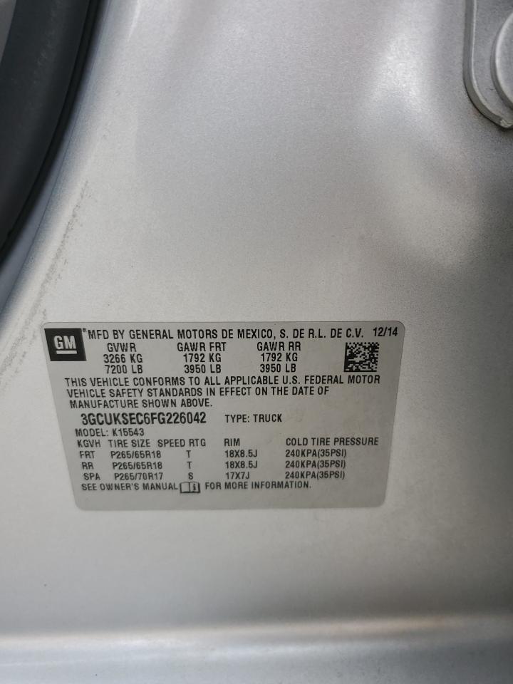 2015 Chevrolet Silverado K1500 Ltz VIN: 3GCUKSEC6FG226042 Lot: 72005475