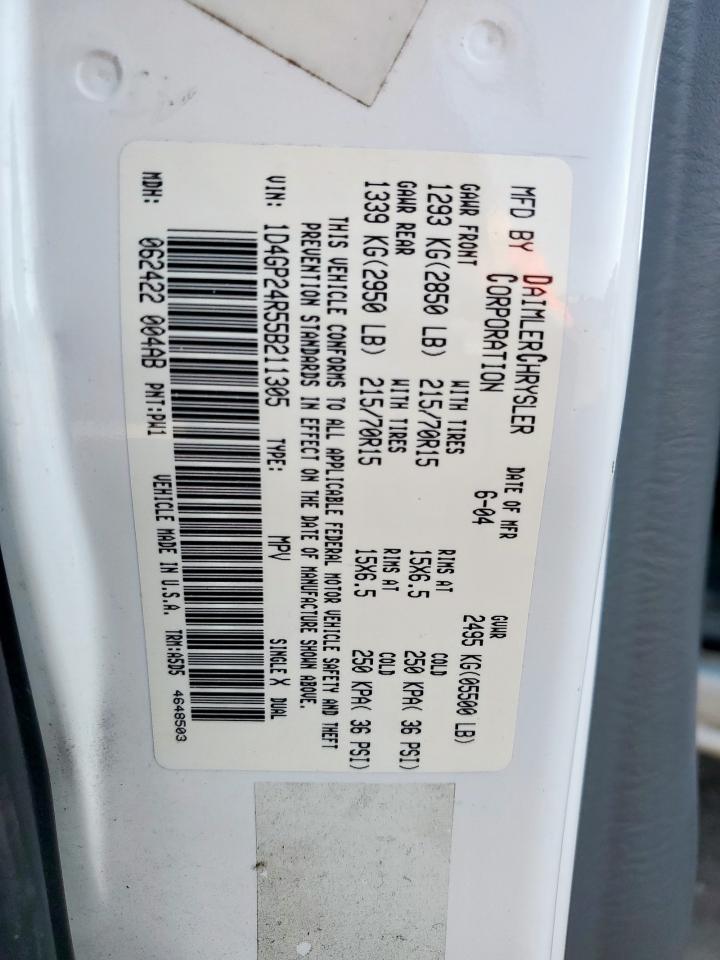 2005 Dodge Grand Caravan Se VIN: 1D4GP24R55B211305 Lot: 80874845