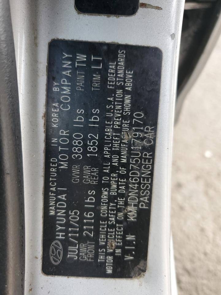 2005 Hyundai Elantra Gls VIN: KMHDN46D75U179170 Lot: 81885355