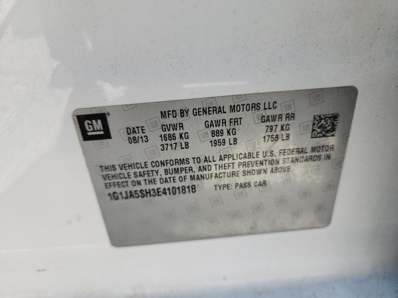 2014 Chevrolet Sonic Ls VIN: 1G1JA5SH3E4101818 Lot: 80092235