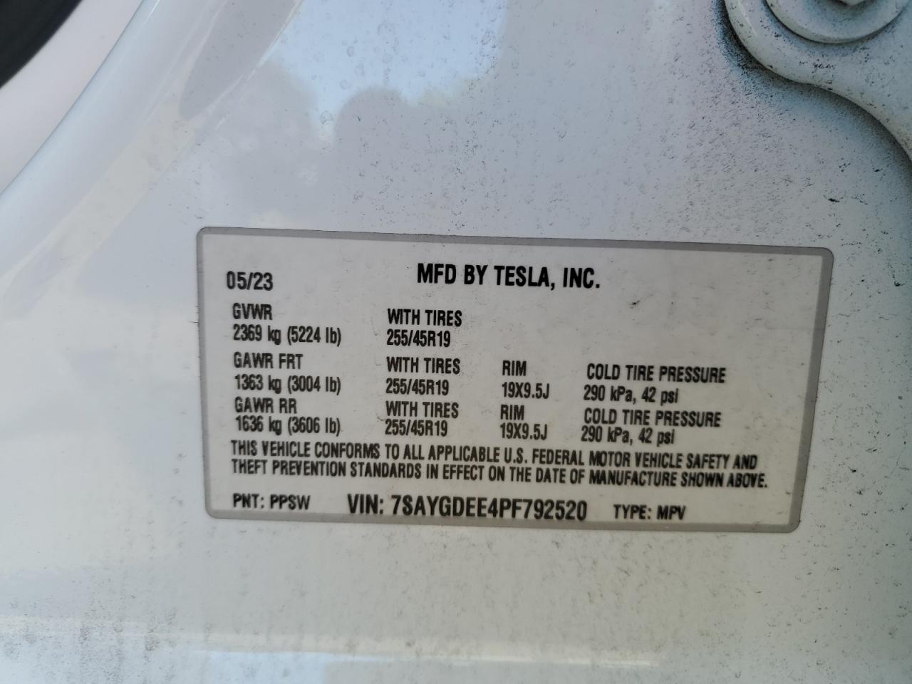 2023 Tesla Model Y VIN: 7SAYGDEE4PF792520 Lot: 81776685