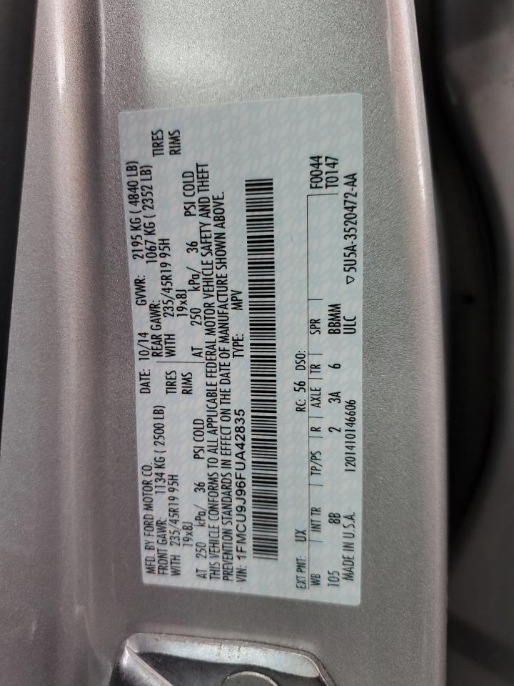 2015 Ford Escape Titanium VIN: 1FMCU9J96FUA42835 Lot: 82133195