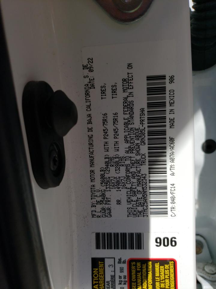 2022 Toyota Tacoma Double Cab VIN: 3TMCZ5AN5NM532343 Lot: 80538535