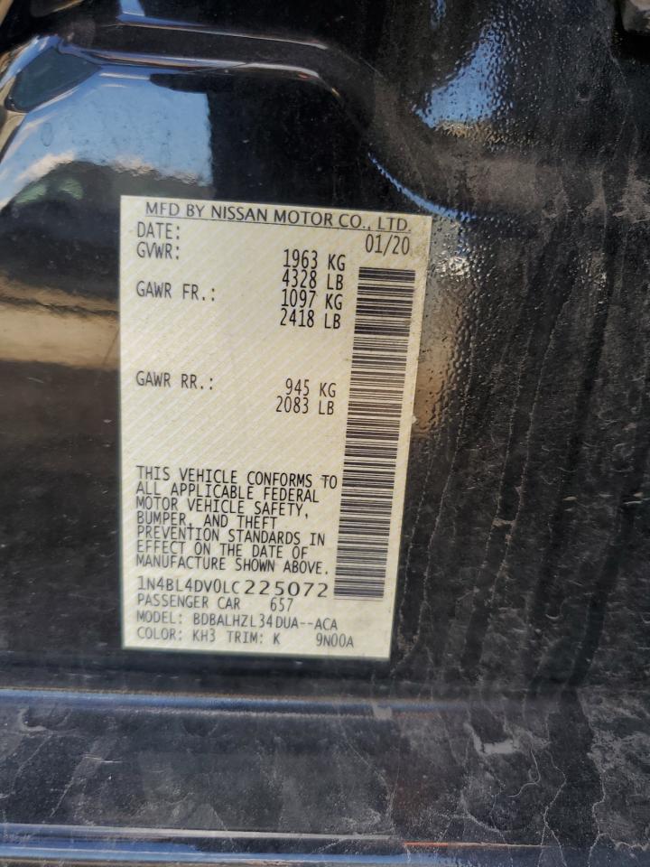 2020 Nissan Altima Sv VIN: 1N4BL4DV0LC225072 Lot: 83784215