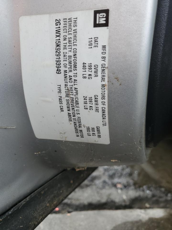 2002 Chevrolet Monte Carlo Ss VIN: 2G1WX15K929193949 Lot: 71220325