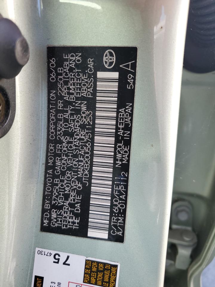 2006 Toyota Prius VIN: JTDKB20U567511253 Lot: 70600515