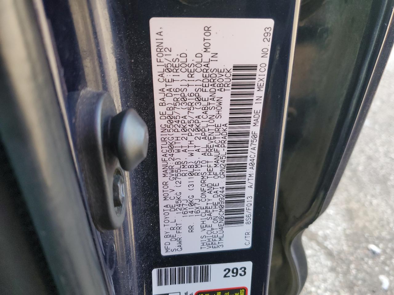 2012 Toyota Tacoma Double Cab VIN: 3TMLU4EN6CM099244 Lot: 80779925