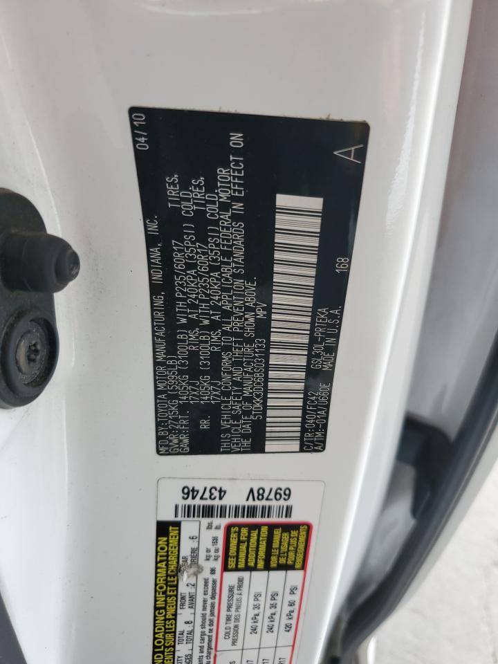 2011 Toyota Sienna Le VIN: 5TDKK3DC6BS031133 Lot: 83757745