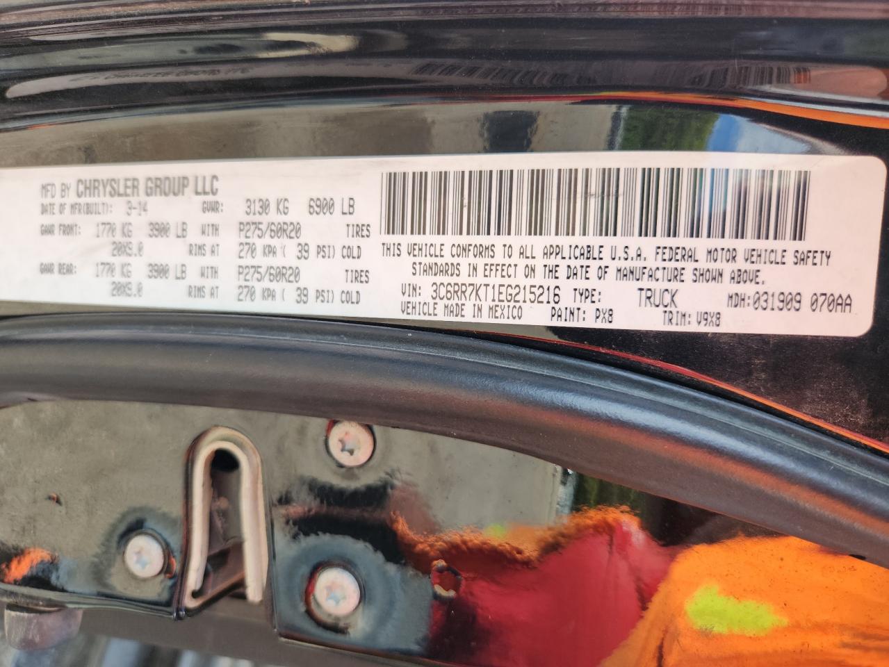 2014 Ram 1500 St VIN: 3C6RR7KT1EG215216 Lot: 81740485