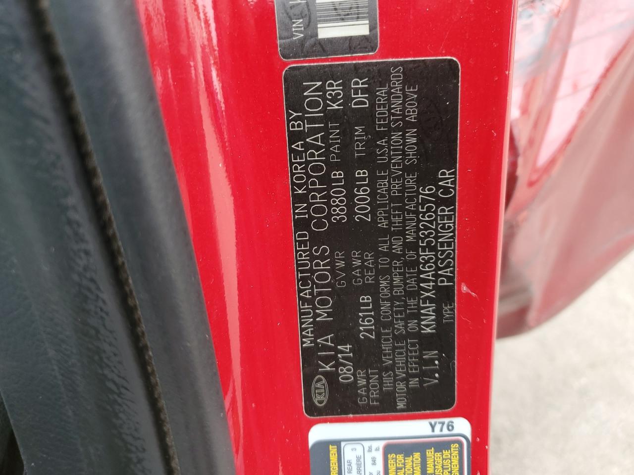 2015 Kia Forte Lx VIN: KNAFX4A63F5326576 Lot: 81126595