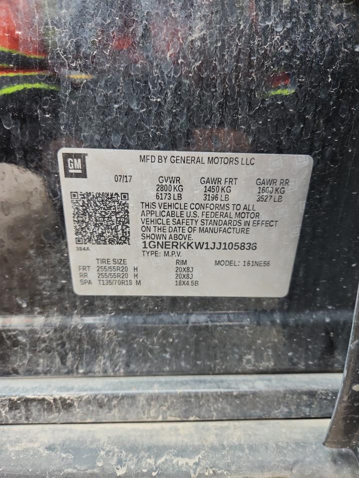 2018 Chevrolet Traverse Premier VIN: 1GNERKKW1JJ105836 Lot: 70198755