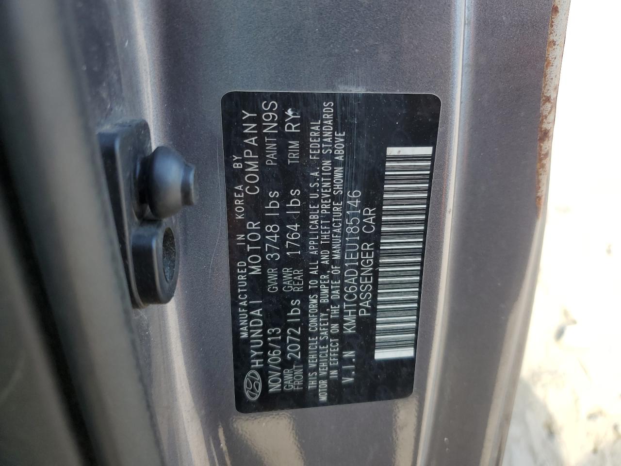 2014 Hyundai Veloster VIN: KMHTC6AD1EU185146 Lot: 81635215