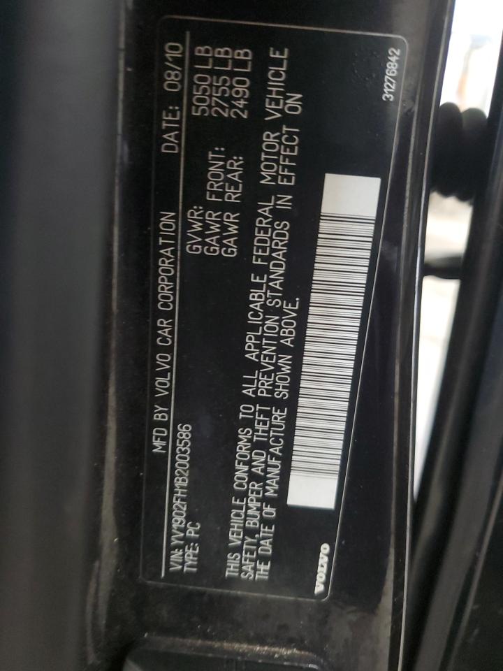 2011 Volvo S60 T6 VIN: YV1902FH1B2003586 Lot: 81671865