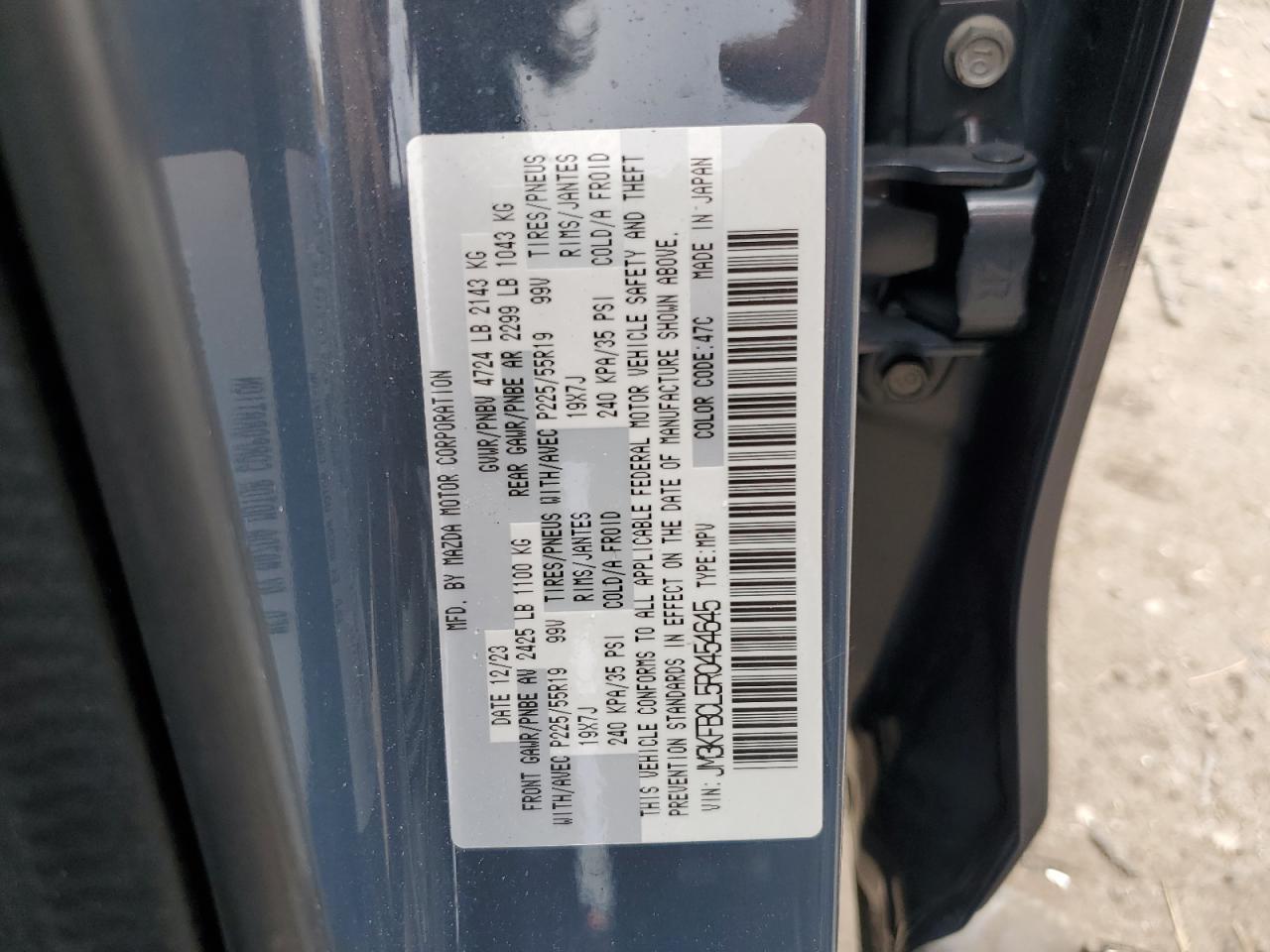 2024 Mazda Cx-5 Preferred VIN: JM3KFBCL5R0454645 Lot: 83800035