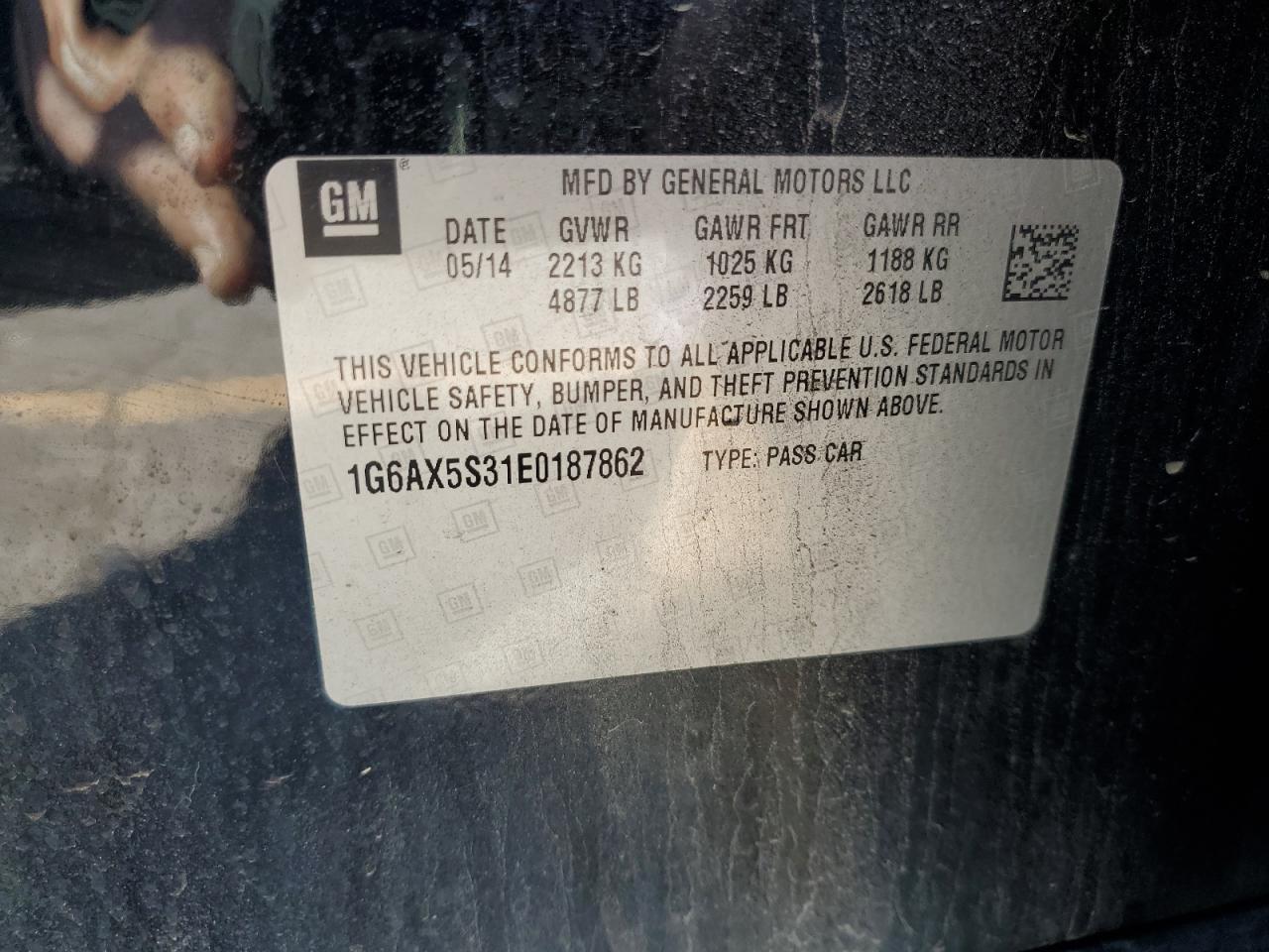 2014 Cadillac Cts Luxury Collection VIN: 1G6AX5S31E0187862 Lot: 80897305