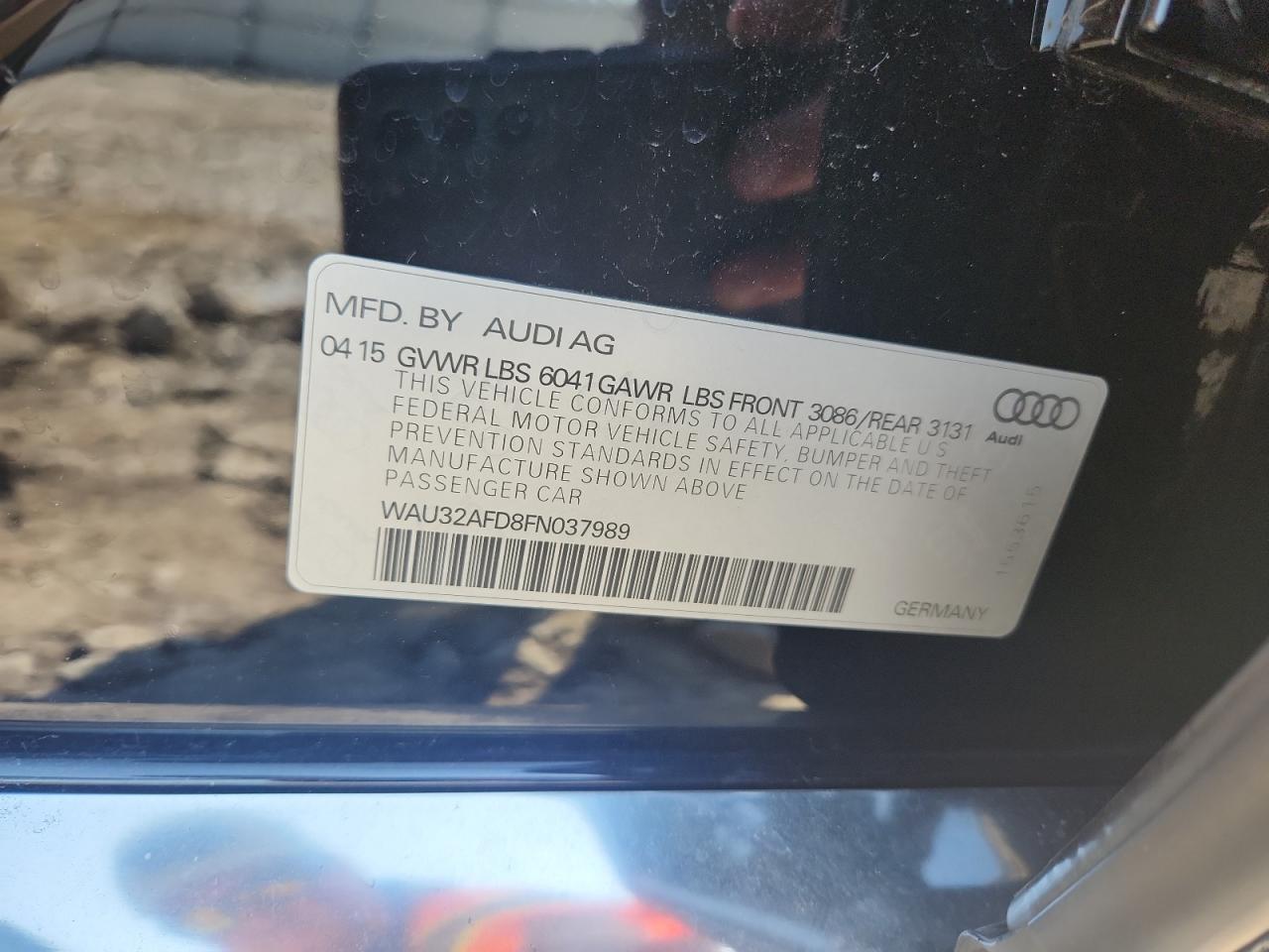 2015 Audi A8 L Quattro VIN: WAU32AFD8FN037989 Lot: 71414795