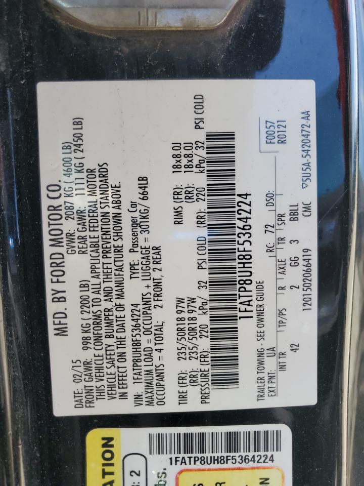 2015 Ford Mustang VIN: 1FATP8UH8F5364224 Lot: 71234495