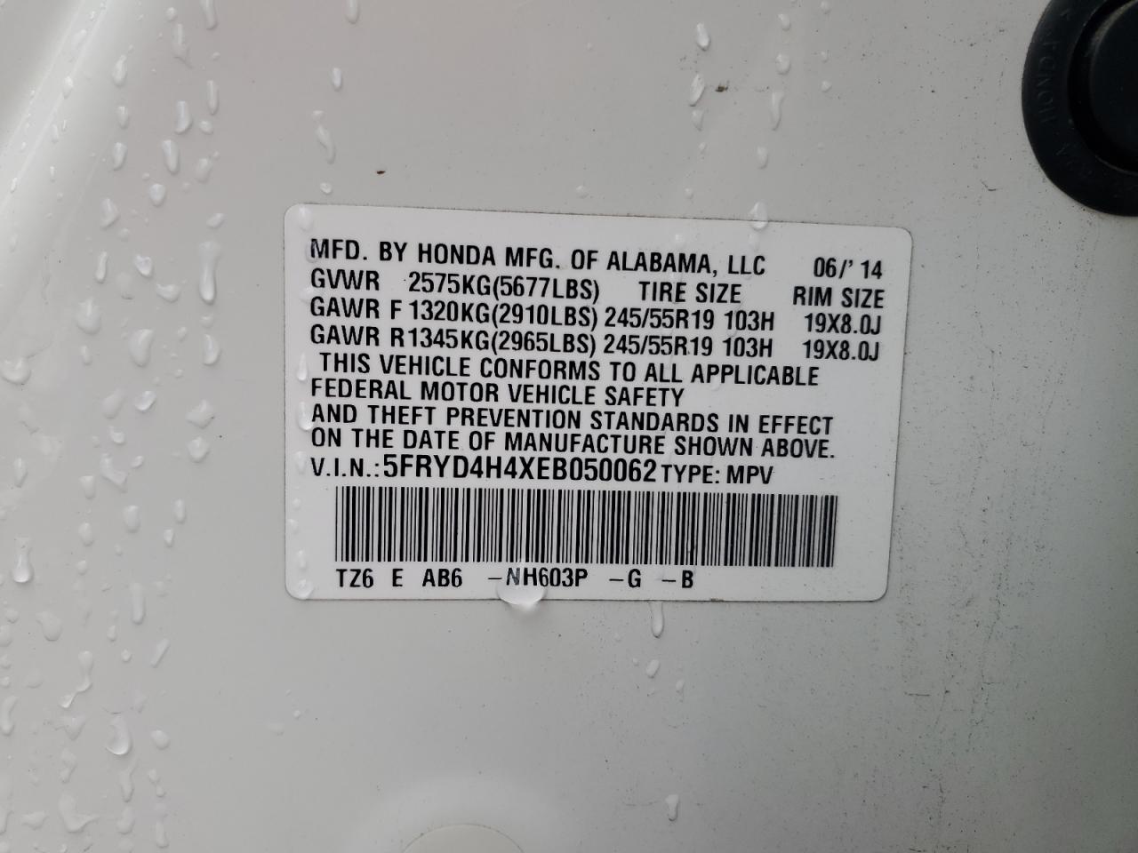 2014 Acura Mdx Technology VIN: 5FRYD4H4XEB050062 Lot: 81655025