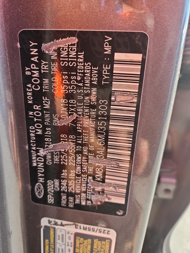 2021 Hyundai Tucson Limited VIN: KM8J33AL6MU351303 Lot: 81292785