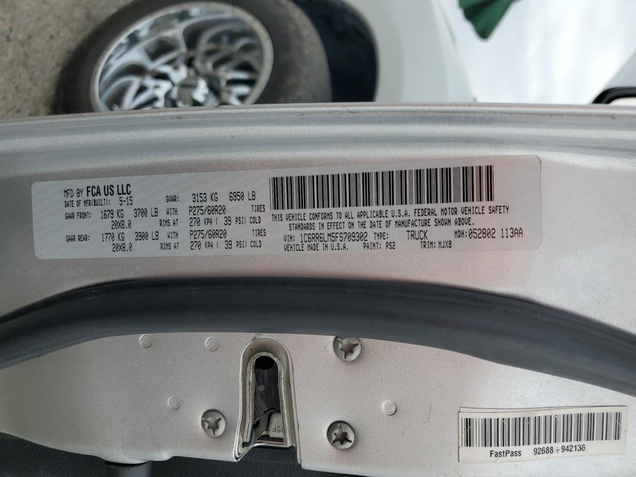 2015 Ram 1500 Slt VIN: 1C6RR6LM5FS709302 Lot: 81156545