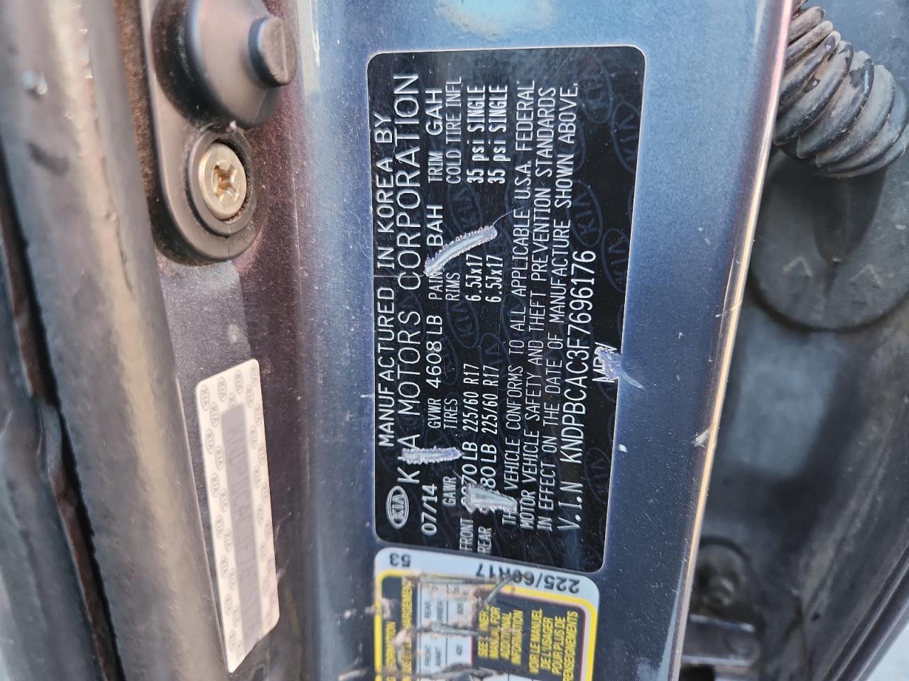 2015 Kia Sportage Lx VIN: KNDPBCAC3F7696176 Lot: 69204125