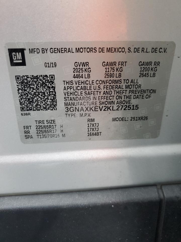 2019 Chevrolet Equinox Lt VIN: 3GNAXKEV2KL272515 Lot: 80092965